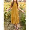 MEROKEETY Women’s Flutter Short Sleeve Smocked Midi Dress Summer Casual Tiered A-Line Dress(Ginger)