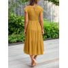 MEROKEETY Women’s Flutter Short Sleeve Smocked Midi Dress Summer Casual Tiered A-Line Dress(Ginger)
