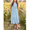 MEROKEETY Women’s Flutter Short Sleeve Smocked Midi Dress Summer Casual Tiered A-Line Dress(Lightblue)