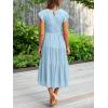 MEROKEETY Women’s Flutter Short Sleeve Smocked Midi Dress Summer Casual Tiered A-Line Dress(Lightblue)