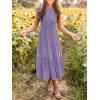 MEROKEETY Women’s Flutter Short Sleeve Smocked Midi Dress Summer Casual Tiered A-Line Dress(Purple)