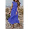 MEROKEETY Women’s Flutter Short Sleeve Smocked Midi Dress Summer Casual Tiered A-Line Dress(Royal)