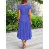 MEROKEETY Women’s Flutter Short Sleeve Smocked Midi Dress Summer Casual Tiered A-Line Dress(Royal)