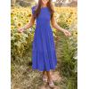 MEROKEETY Women’s Flutter Short Sleeve Smocked Midi Dress Summer Casual Tiered A-Line Dress(Royal)