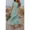 MEROKEETY Women’s Flutter Short Sleeve Smocked Midi Dress Summer Casual Tiered A-Line Dress(Sage)