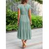 MEROKEETY Women’s Flutter Short Sleeve Smocked Midi Dress Summer Casual Tiered A-Line Dress(Sage)
