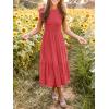 MEROKEETY Women’s Flutter Short Sleeve Smocked Midi Dress Summer Casual Tiered A-Line Dress(Watermelon)