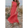 MEROKEETY Women’s Flutter Short Sleeve Smocked Midi Dress Summer Casual Tiered A-Line Dress(Watermelon)