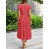 MEROKEETY Women’s Flutter Short Sleeve Smocked Midi Dress Summer Casual Tiered A-Line Dress(Watermelon)