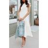 MEROKEETY Women’s Flutter Short Sleeve Smocked Midi Dress Summer Casual Tiered A-Line Dress(White)