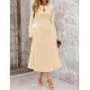 MEROKEETY Women’s Long Sleeve Flowy A Line Dresses 2025 Fall Fashion Elegant Cutout Wedding Guest Midi Maxi Dress(Apricot)