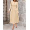 MEROKEETY Women’s Long Sleeve Flowy A Line Dresses 2025 Fall Fashion Elegant Cutout Wedding Guest Midi Maxi Dress(Apricot)