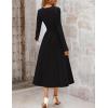 MEROKEETY Women’s Long Sleeve Flowy A Line Dresses 2025 Fall Fashion Elegant Cutout Wedding Guest Midi Maxi Dress(Black)