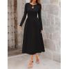 MEROKEETY Women’s Long Sleeve Flowy A Line Dresses 2025 Fall Fashion Elegant Cutout Wedding Guest Midi Maxi Dress(Black)