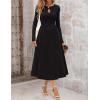 MEROKEETY Women’s Long Sleeve Flowy A Line Dresses 2025 Fall Fashion Elegant Cutout Wedding Guest Midi Maxi Dress(Black)