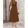 MEROKEETY Women’s Long Sleeve Flowy A Line Dresses 2025 Fall Fashion Elegant Cutout Wedding Guest Midi Maxi Dress(Brown)