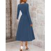 MEROKEETY Women’s Long Sleeve Flowy A Line Dresses 2025 Fall Fashion Elegant Cutout Wedding Guest Midi Maxi Dress(Navy)