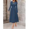 MEROKEETY Women’s Long Sleeve Flowy A Line Dresses 2025 Fall Fashion Elegant Cutout Wedding Guest Midi Maxi Dress(Navy)