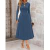 MEROKEETY Women’s Long Sleeve Flowy A Line Dresses 2025 Fall Fashion Elegant Cutout Wedding Guest Midi Maxi Dress(Navy)