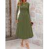 MEROKEETY Women’s Long Sleeve Flowy A Line Dresses 2025 Fall Fashion Elegant Cutout Wedding Guest Midi Maxi Dress(Olive)