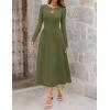 MEROKEETY Women’s Long Sleeve Flowy A Line Dresses 2025 Fall Fashion Elegant Cutout Wedding Guest Midi Maxi Dress(Olive)