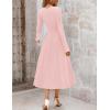 MEROKEETY Women’s Long Sleeve Flowy A Line Dresses 2025 Fall Fashion Elegant Cutout Wedding Guest Midi Maxi Dress(Pink)