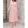 MEROKEETY Women’s Long Sleeve Flowy A Line Dresses 2025 Fall Fashion Elegant Cutout Wedding Guest Midi Maxi Dress(Pink)