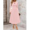 MEROKEETY Women’s Long Sleeve Flowy A Line Dresses 2025 Fall Fashion Elegant Cutout Wedding Guest Midi Maxi Dress(Pink)