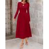 MEROKEETY Women’s Long Sleeve Flowy A Line Dresses 2025 Fall Fashion Elegant Cutout Wedding Guest Midi Maxi Dress(Wine Red)