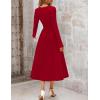 MEROKEETY Women’s Long Sleeve Flowy A Line Dresses 2025 Fall Fashion Elegant Cutout Wedding Guest Midi Maxi Dress(Wine Red)