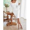 MEROKEETY Women’s Long Sleeve Wedding Guest Formal Dress Fall Winter Ruched Bodycon Mesh Cocktail Party Midi Dresses(White)