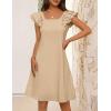 MEROKEETY Women’s Spring Ruffle Sleeve Bow Mini Dress 2026 Summer Square Neck Casual Cute Shift Sundress Pockets(Apricot)