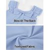 MEROKEETY Women’s Spring Ruffle Sleeve Bow Mini Dress 2026 Summer Square Neck Casual Cute Shift Sundress Pockets(Light Blue)