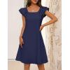 MEROKEETY Women’s Spring Ruffle Sleeve Bow Mini Dress 2026 Summer Square Neck Casual Cute Shift Sundress Pockets(Navy)