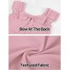 MEROKEETY Women’s Spring Ruffle Sleeve Bow Mini Dress 2026 Summer Square Neck Casual Cute Shift Sundress Pockets(Pink)