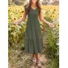 MEROKEETY Women’s Summer 2026 Casual Midi Dress Flutter Sleeve V Neck Smocked Tiered Beach Vacation Dresses(Army Green)