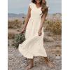 MEROKEETY Women’s Summer 2026 Casual Midi Dress Flutter Sleeve V Neck Smocked Tiered Beach Vacation Dresses(Beige)