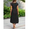 MEROKEETY Women’s Summer 2026 Casual Midi Dress Flutter Sleeve V Neck Smocked Tiered Beach Vacation Dresses(Black)