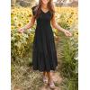 MEROKEETY Women’s Summer 2026 Casual Midi Dress Flutter Sleeve V Neck Smocked Tiered Beach Vacation Dresses(Black)