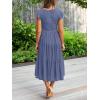 MEROKEETY Women’s Summer 2026 Casual Midi Dress Flutter Sleeve V Neck Smocked Tiered Beach Vacation Dresses(Dusty Blue)