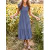 MEROKEETY Women’s Summer 2026 Casual Midi Dress Flutter Sleeve V Neck Smocked Tiered Beach Vacation Dresses(Dusty Blue)