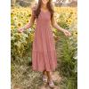 MEROKEETY Women’s Summer 2026 Casual Midi Dress Flutter Sleeve V Neck Smocked Tiered Beach Vacation Dresses(Dusty Pink)