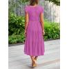 MEROKEETY Women’s Summer 2026 Casual Midi Dress Flutter Sleeve V Neck Smocked Tiered Beach Vacation Dresses(Magenta)