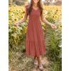 MEROKEETY Women’s Summer 2026 Casual Midi Dress Flutter Sleeve V Neck Smocked Tiered Beach Vacation Dresses(Rust)