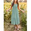 MEROKEETY Women’s Summer 2026 Casual Midi Dress Flutter Sleeve V Neck Smocked Tiered Beach Vacation Dresses(Sage)