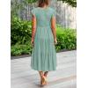 MEROKEETY Women’s Summer 2026 Casual Midi Dress Flutter Sleeve V Neck Smocked Tiered Beach Vacation Dresses(Sage)