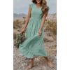 MEROKEETY Women’s Summer 2026 Casual Midi Dress Flutter Sleeve V Neck Smocked Tiered Beach Vacation Dresses(Sage)