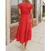 MEROKEETY Women’s Summer 2026 Casual Midi Dress Flutter Sleeve V Neck Smocked Tiered Beach Vacation Dresses(Watermelon)