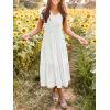 MEROKEETY Women’s Summer 2026 Casual Midi Dress Flutter Sleeve V Neck Smocked Tiered Beach Vacation Dresses(White)