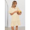 MEROKEETY Women’s Summer Button Down Shirt Dress Casual Ruffle Sleeve Shift Mini Dresses with Pockets(Beige)